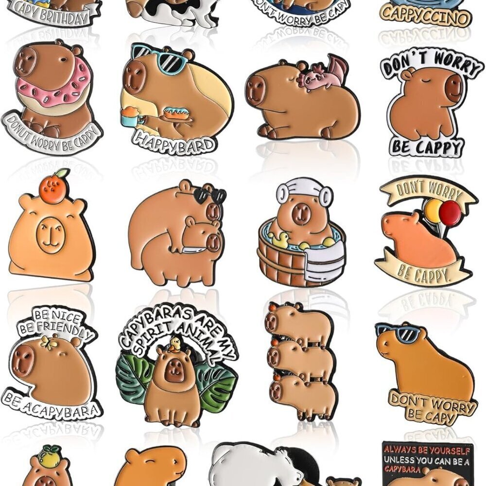 20 Pcs Cute Enamel Brooch Pins Kawaii Backpack Badges for Women Men DIY Fashion